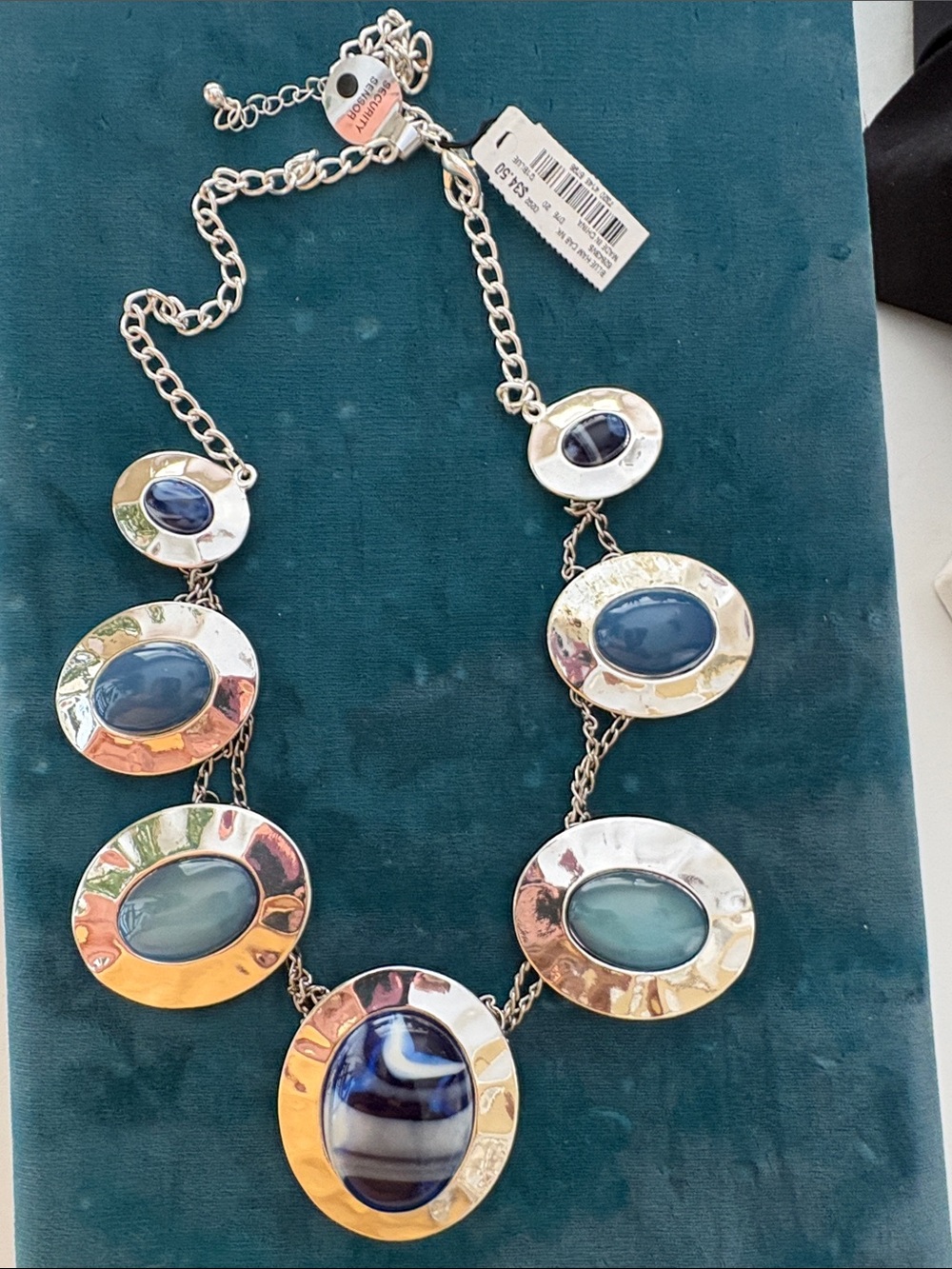 Style & Co. Silver-Tone Necklace with Blue Oval Cabochons